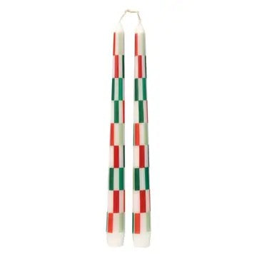 Red & Green Check Dinner Candles