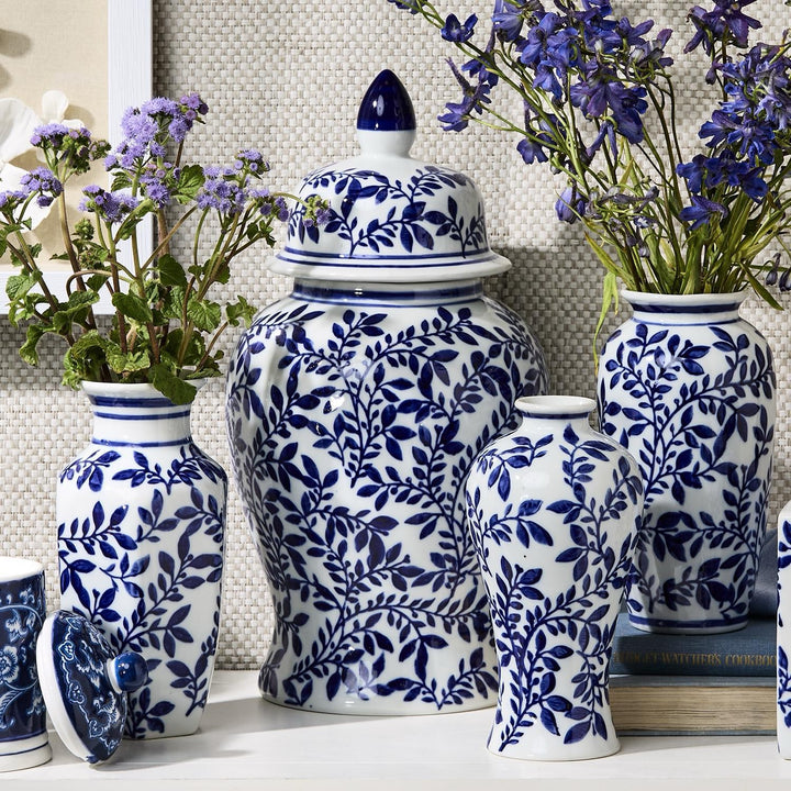 Blue & White Chinoiserie Temple Jar With Lids
