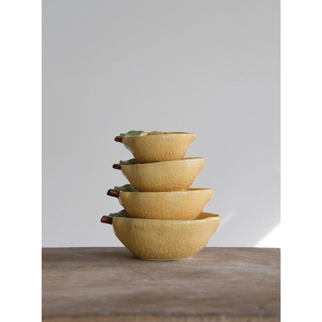 Stoneware Lemon Measuring Cups, Set Of 4