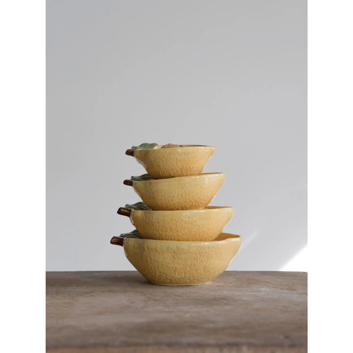 Stoneware Lemon Measuring Cups, Set Of 4