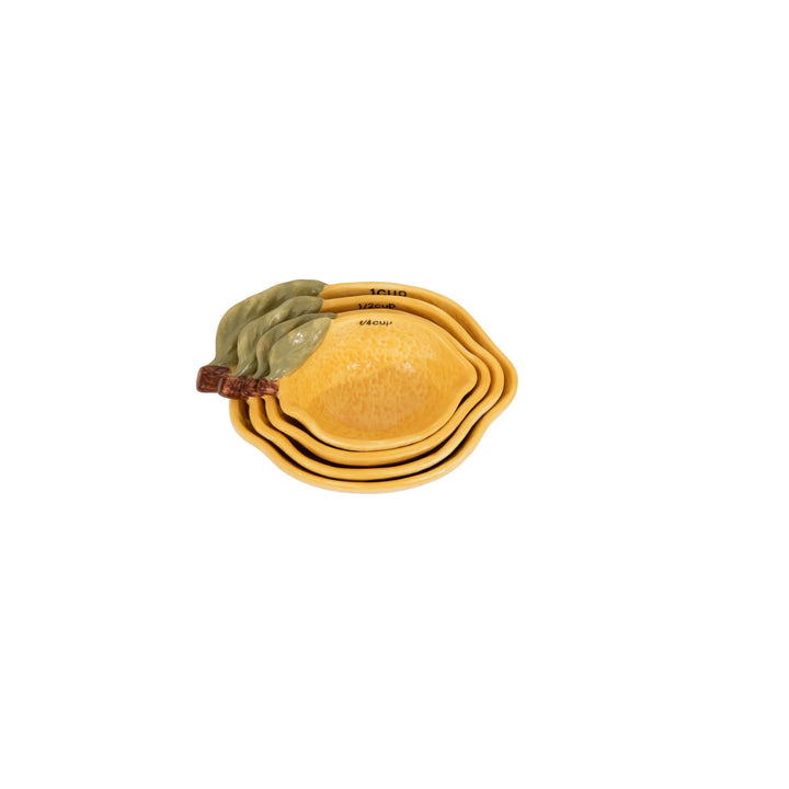Stoneware Lemon Measuring Cups, Set Of 4