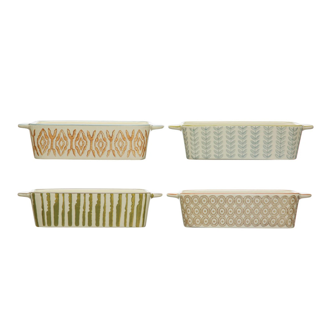 2.5 Cup Hand-Stamped Patterned Stoneware Baker