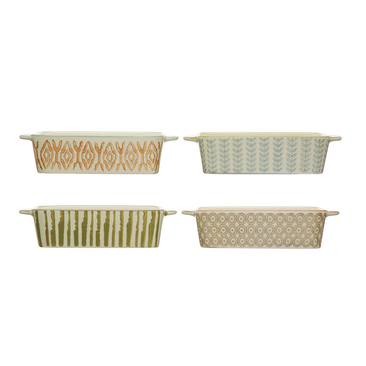 2.5 Cup Hand-Stamped Patterned Stoneware Baker