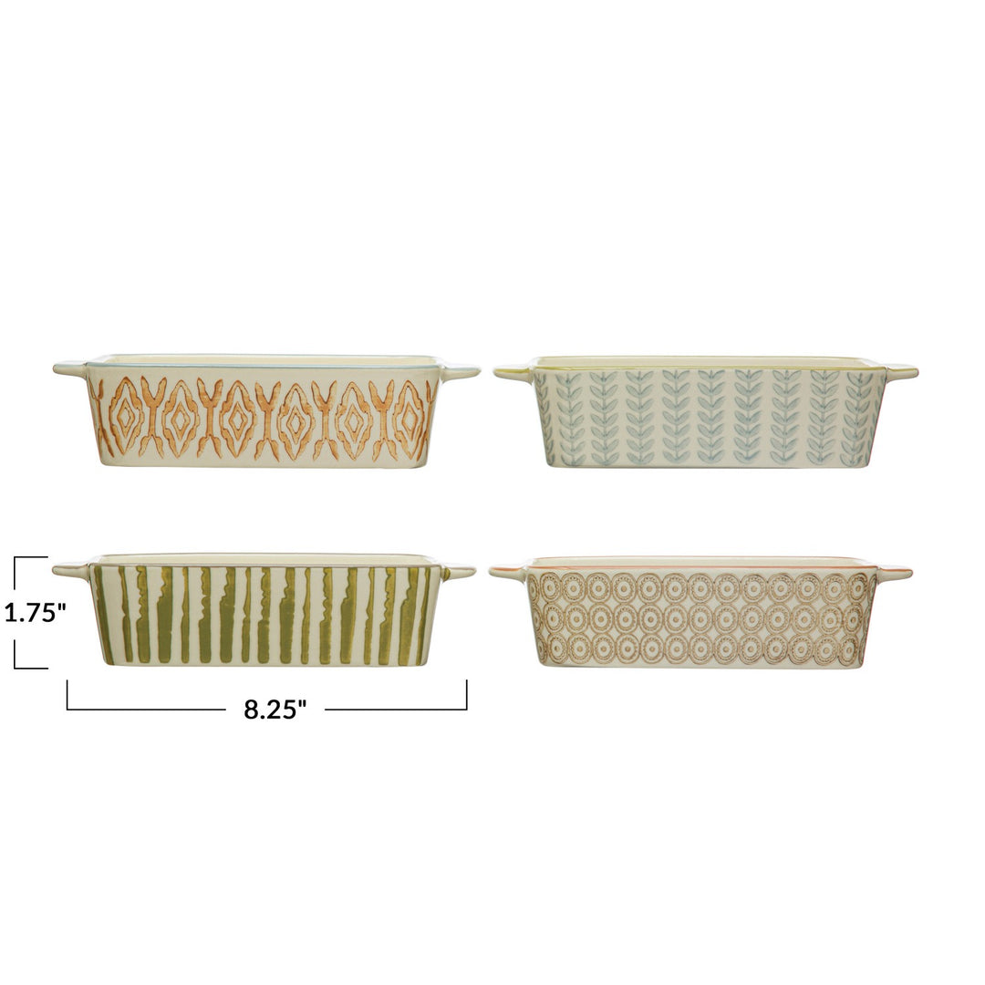 2.5 Cup Hand-Stamped Patterned Stoneware Baker