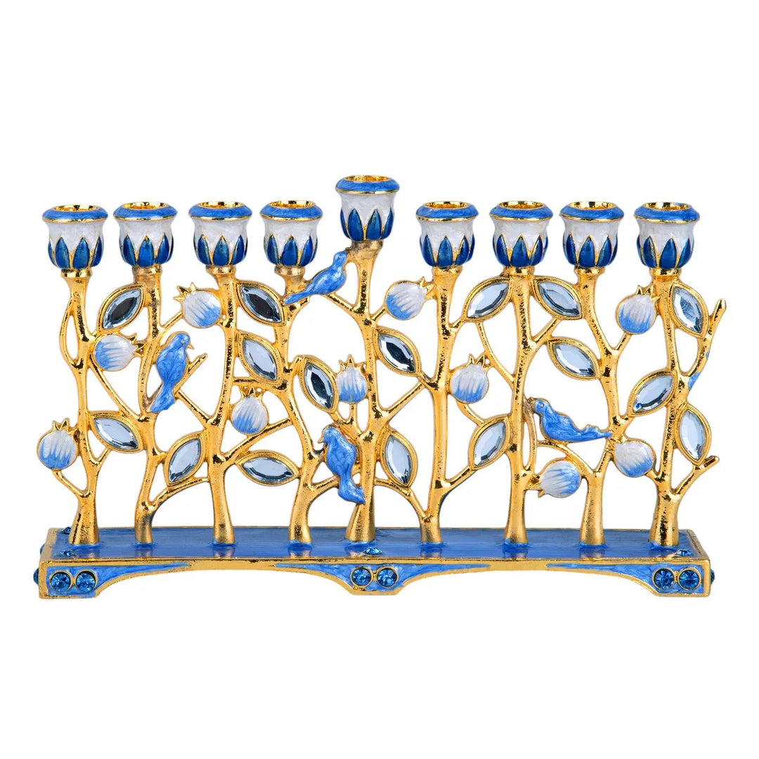 Hanukkah Enameled Flowers Menorah
