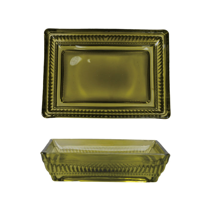Pressed Glass Olive Soap Dish