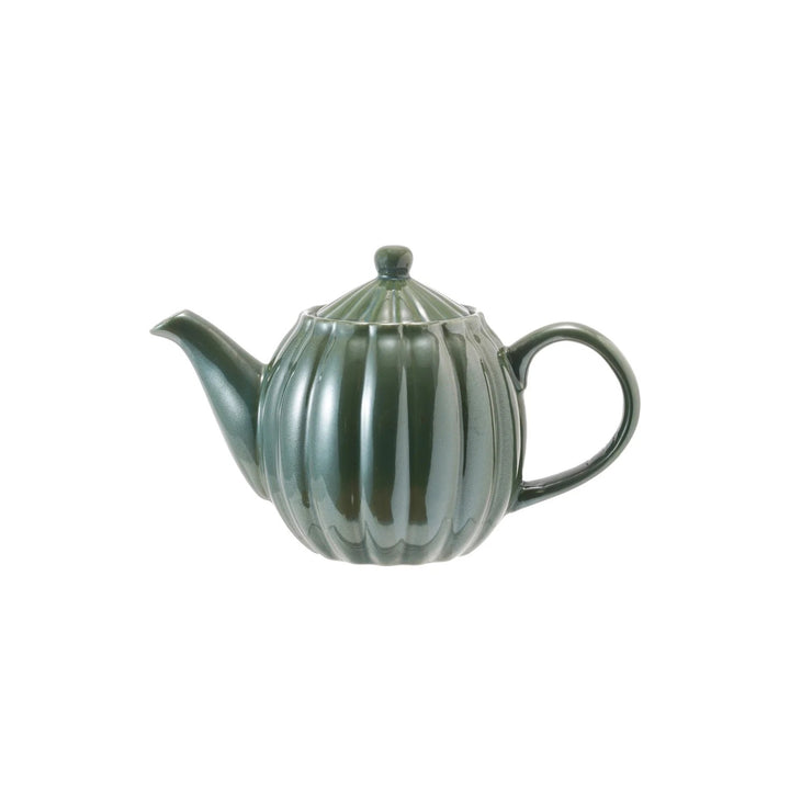 34 Oz. Jade Reactive Glaze Ribbed Teapot