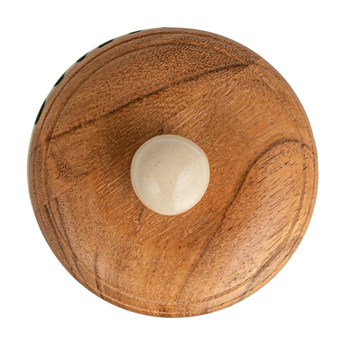 Botanical Design Canister With Acacia Wood Lid
