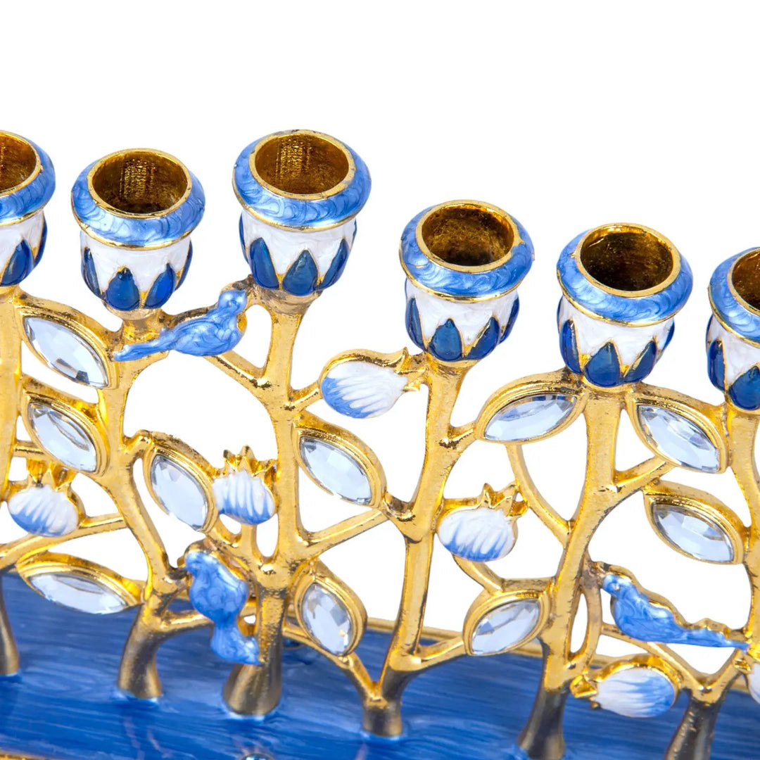 Hanukkah Enameled Flowers Menorah