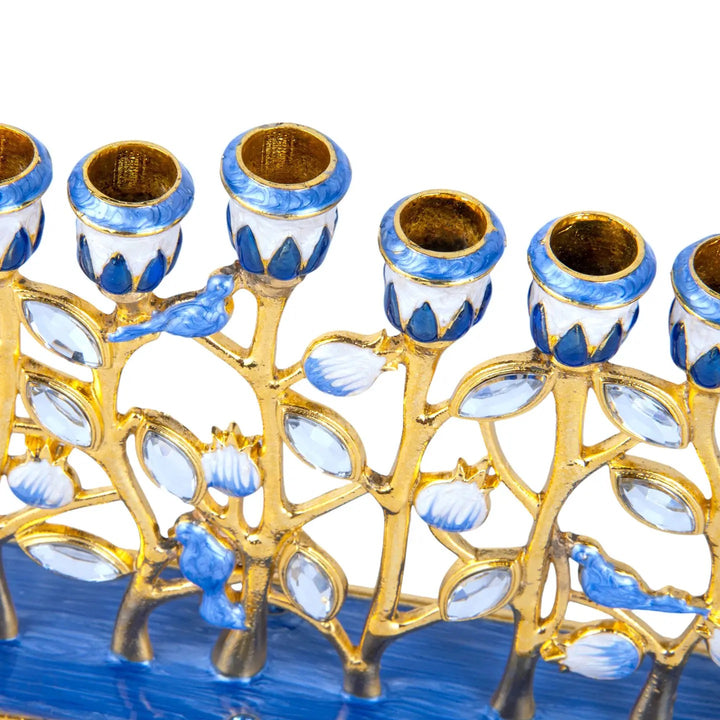 Hanukkah Enameled Flowers Menorah