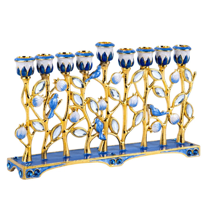 Hanukkah Enameled Flowers Menorah