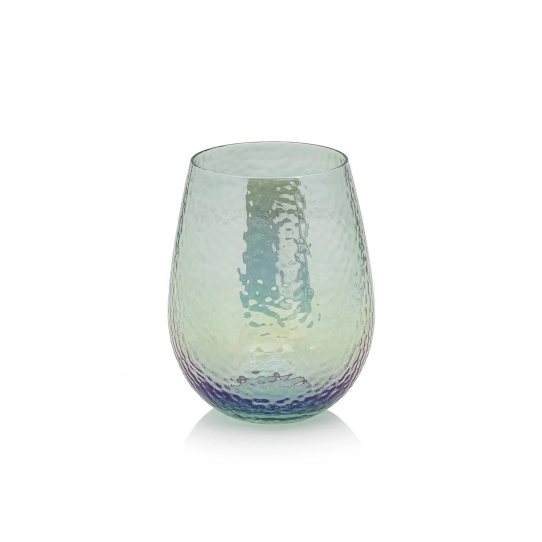 Blue Luster Stemless Glass