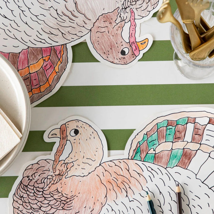 Die-Cut Coloring Turkey Placemats | Set Of 12