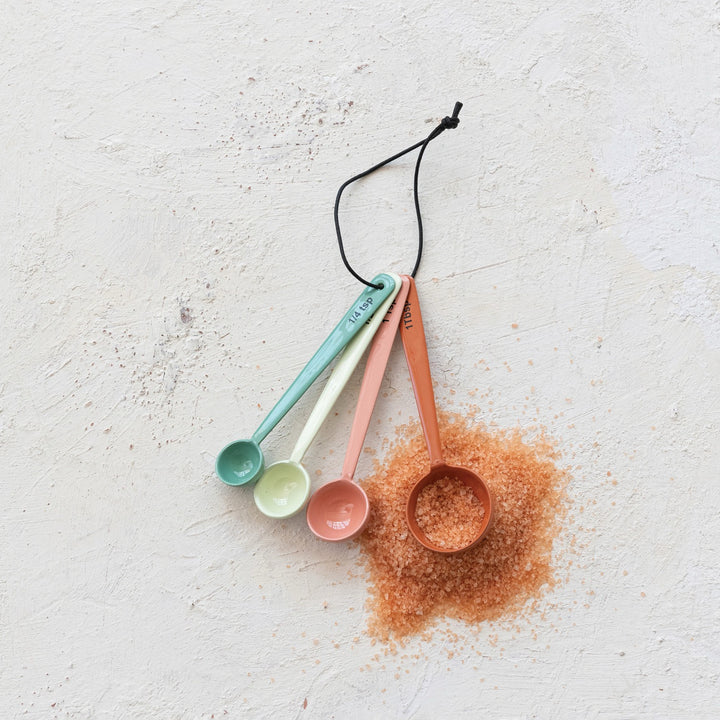 Enameled Multicolor Stainless Steel Measuring Spoons, Set Of 4