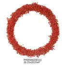 Red Wooden Bead Berry Wreath, 20"