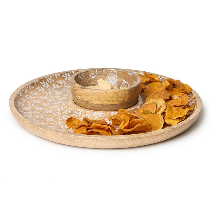 Block Print Chip & Dip Set With Removeable Bowl
