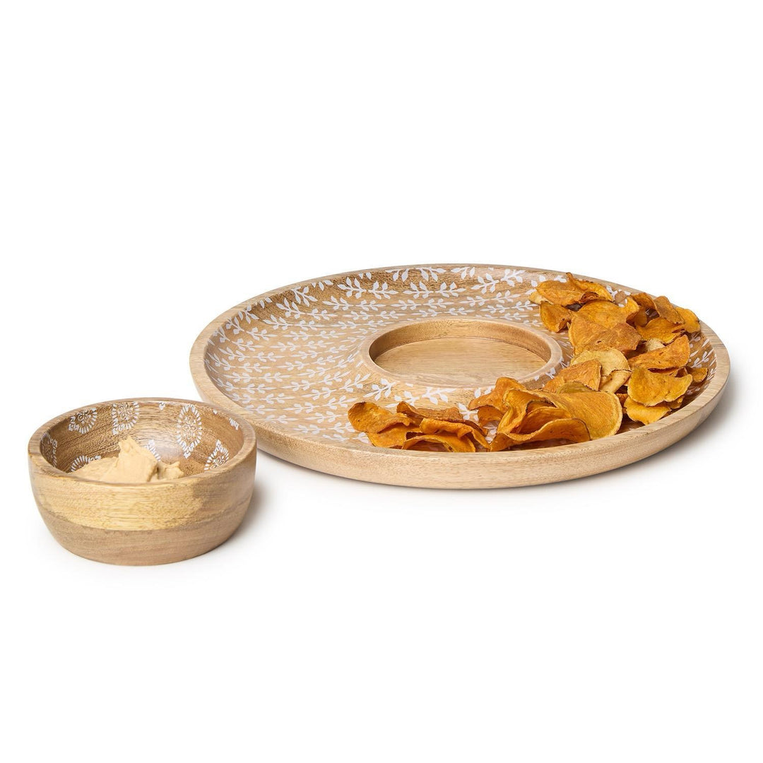 Block Print Chip & Dip Set With Removeable Bowl