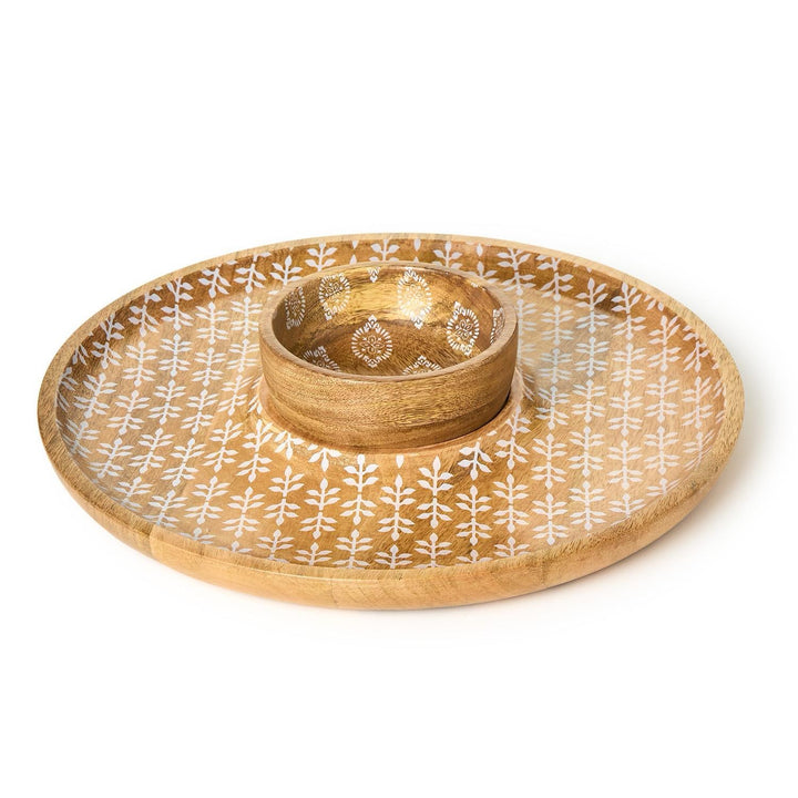 Block Print Chip & Dip Set With Removeable Bowl