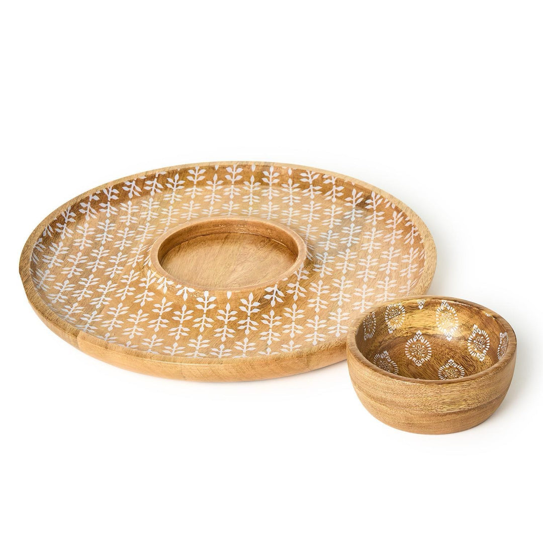 Block Print Chip & Dip Set With Removeable Bowl