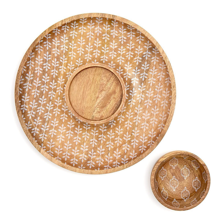 Block Print Chip & Dip Set With Removeable Bowl