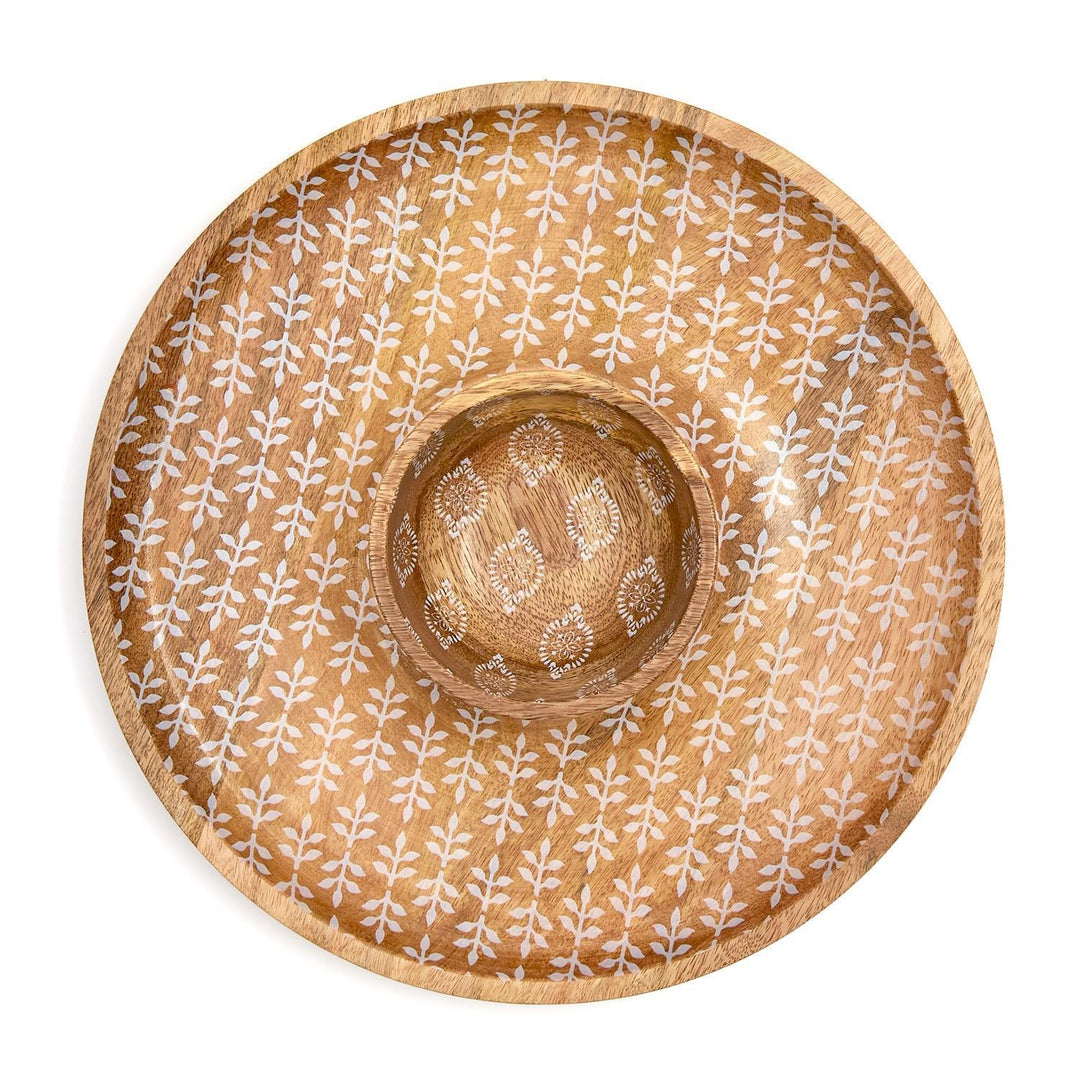 Block Print Chip & Dip Set With Removeable Bowl