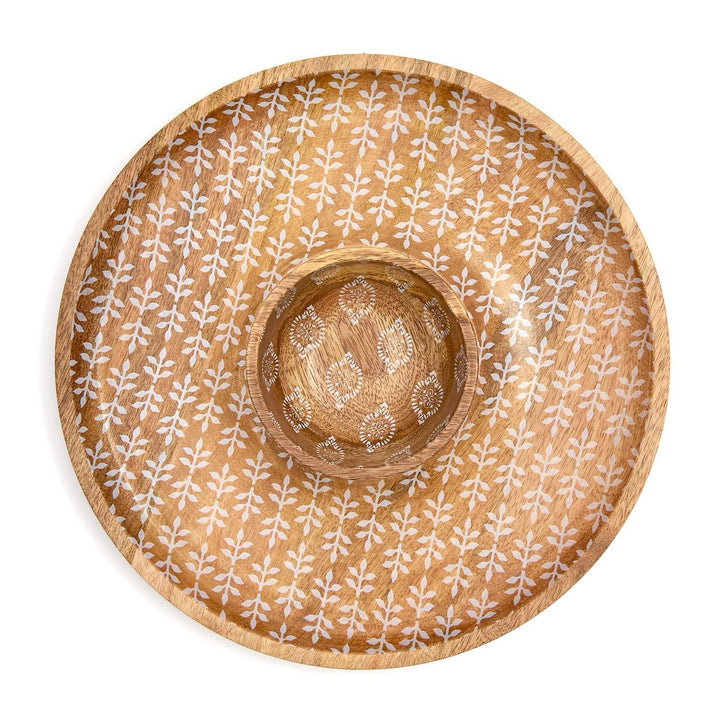 Block Print Chip & Dip Set With Removeable Bowl