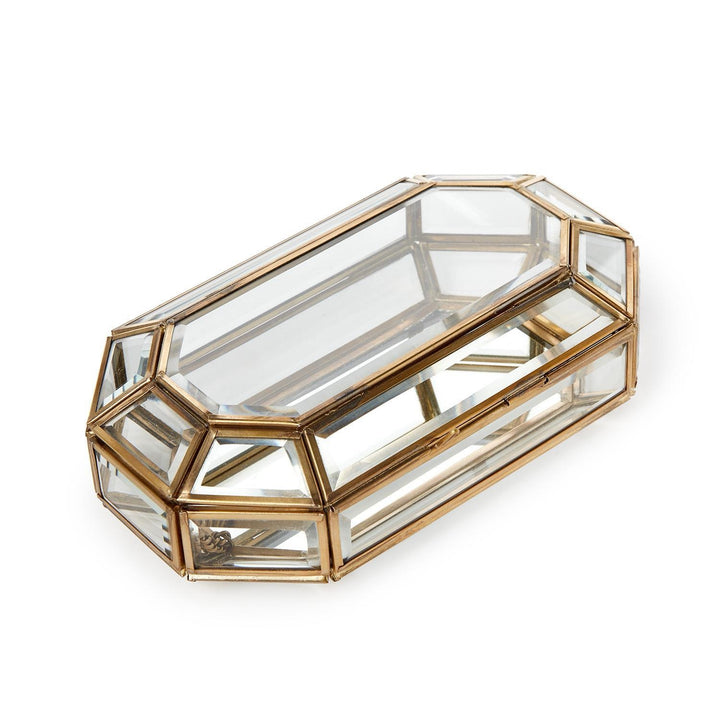 Glass Jewelry Box With Gold Antique Trim
