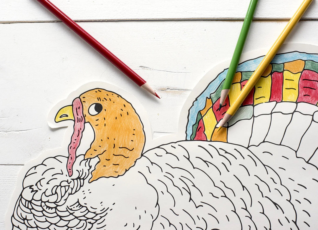 Die-Cut Coloring Turkey Placemats | Set Of 12