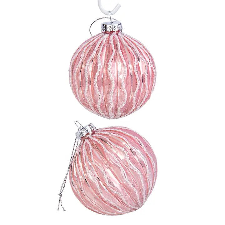 Pink Relief Glass Ornament