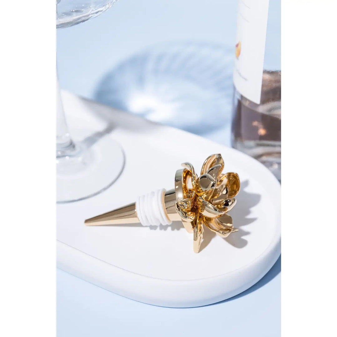 Gold Magnolia Bottle Stopper