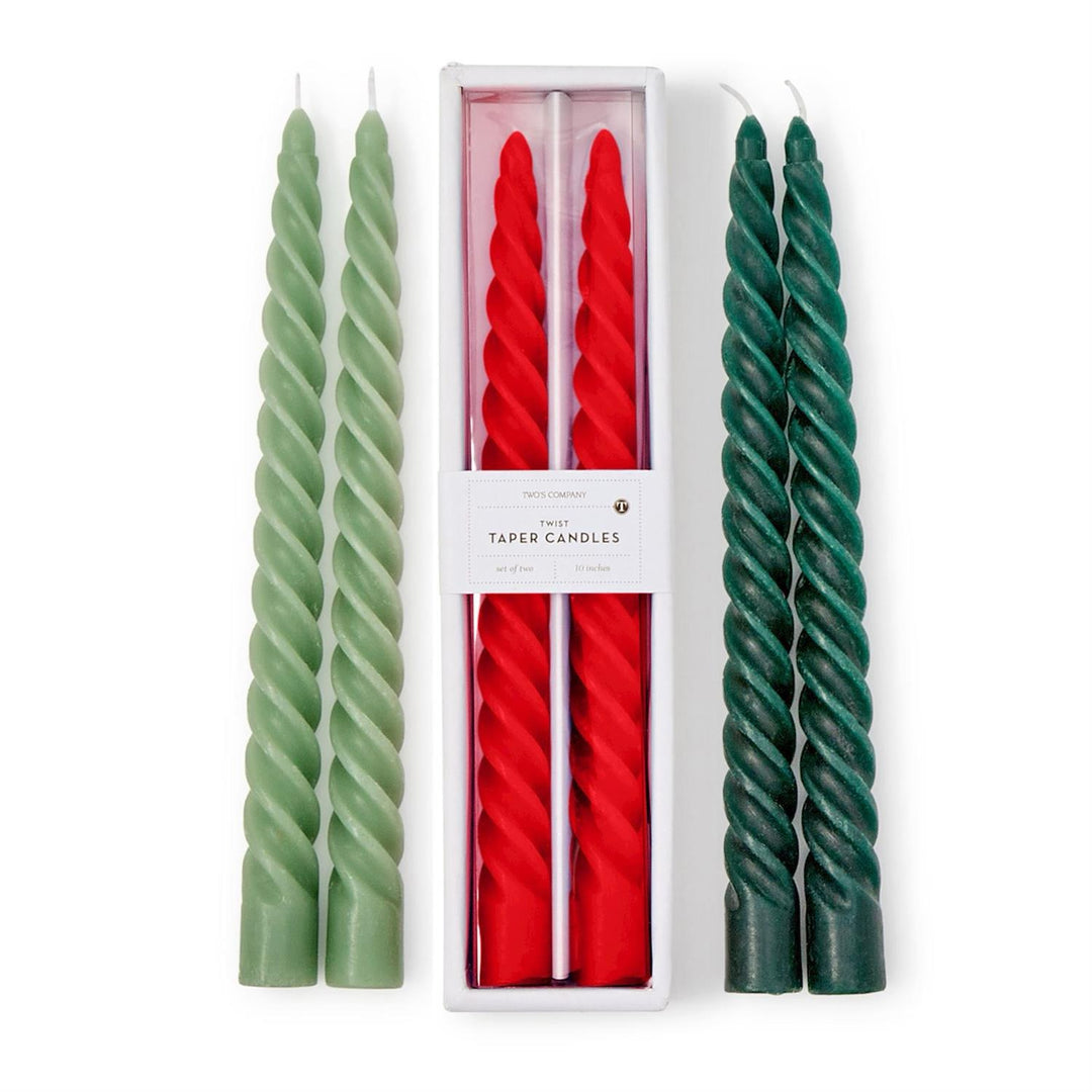 Twist Taper Candles, Set Of 2