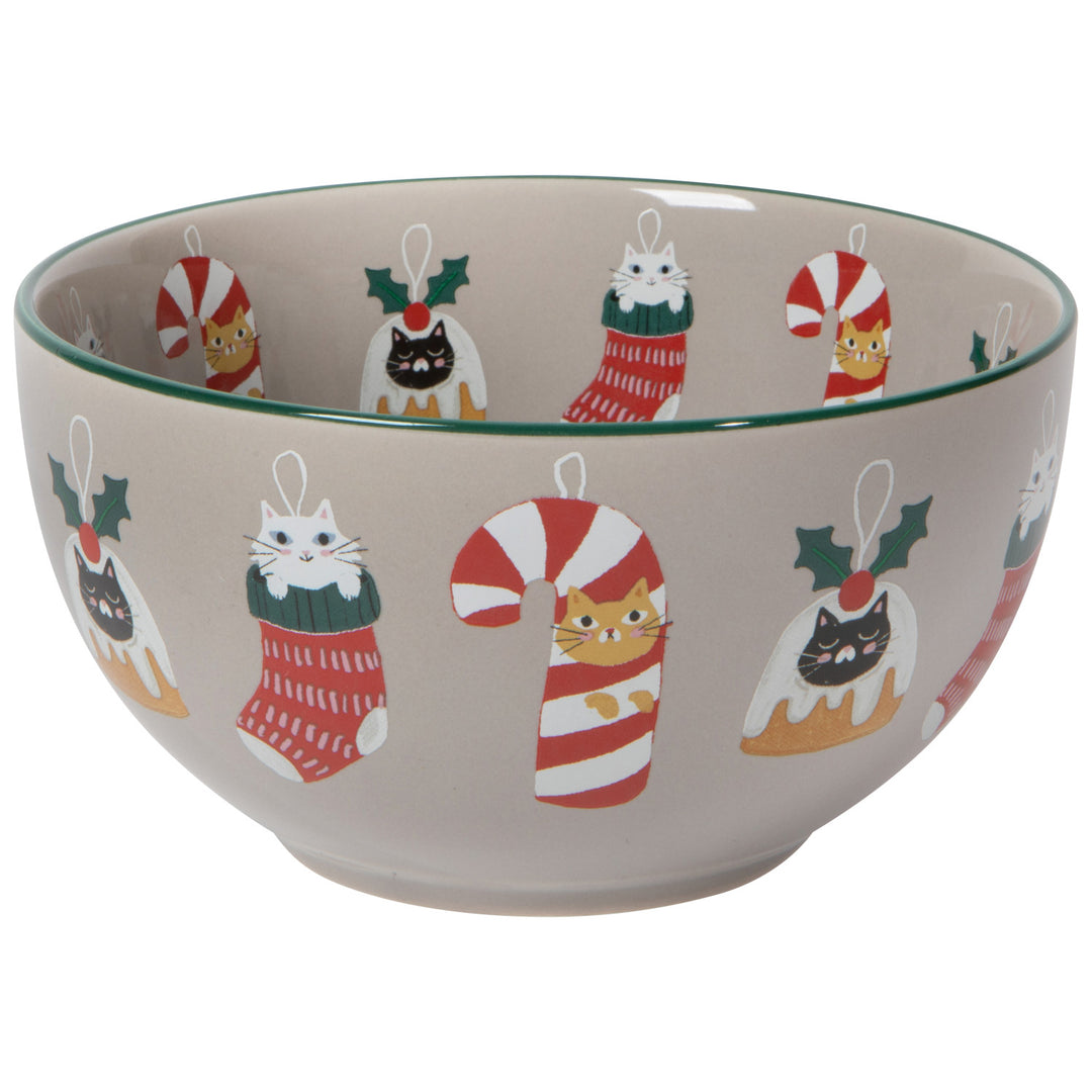 Bauble Cats Christmas Bowl, 4"