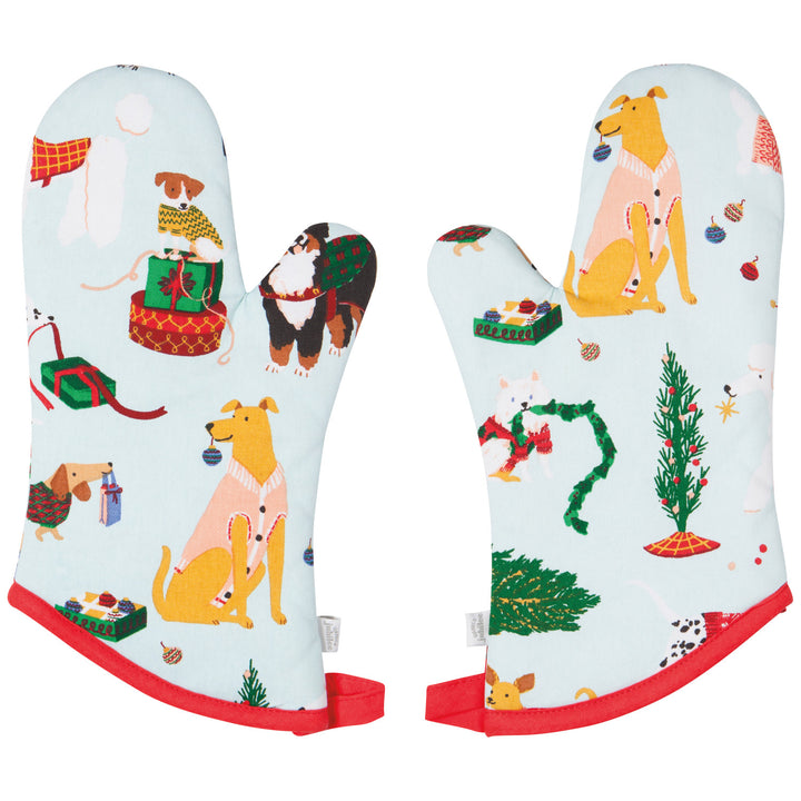 Holiday Hounds Christmas Oven Mitts, Set Of 2