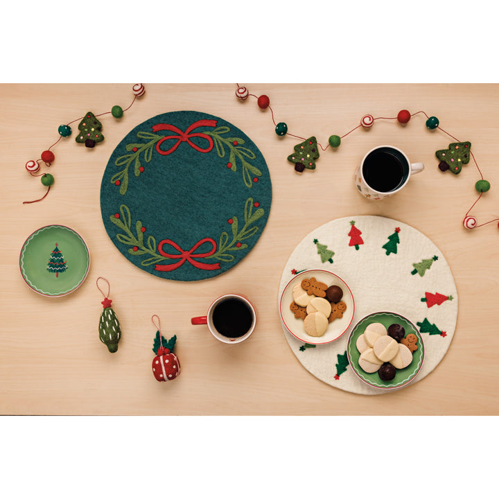 Mistletoe Christmas Felted Wool Placemat