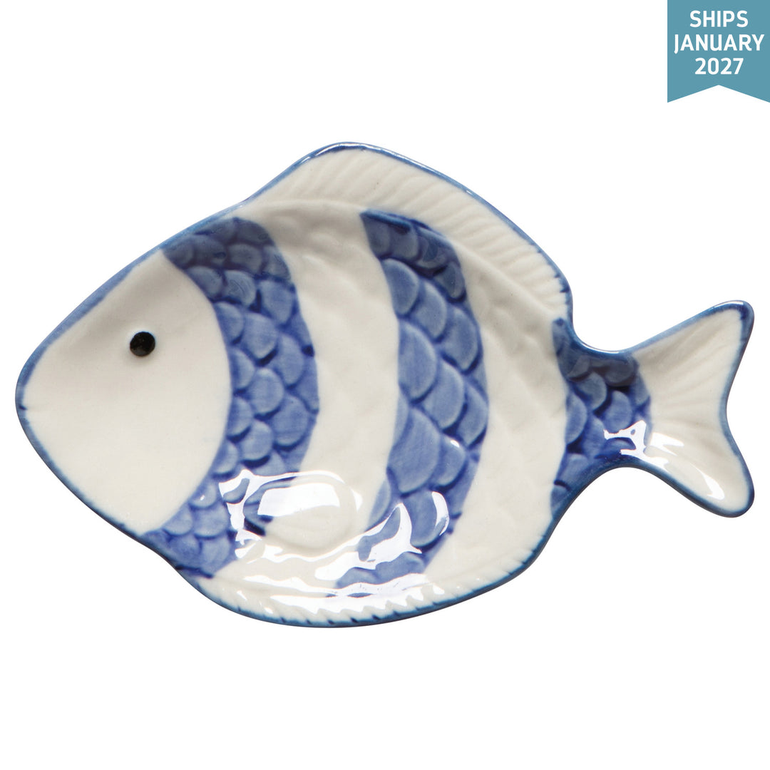 Fish Dish Blue Stripe