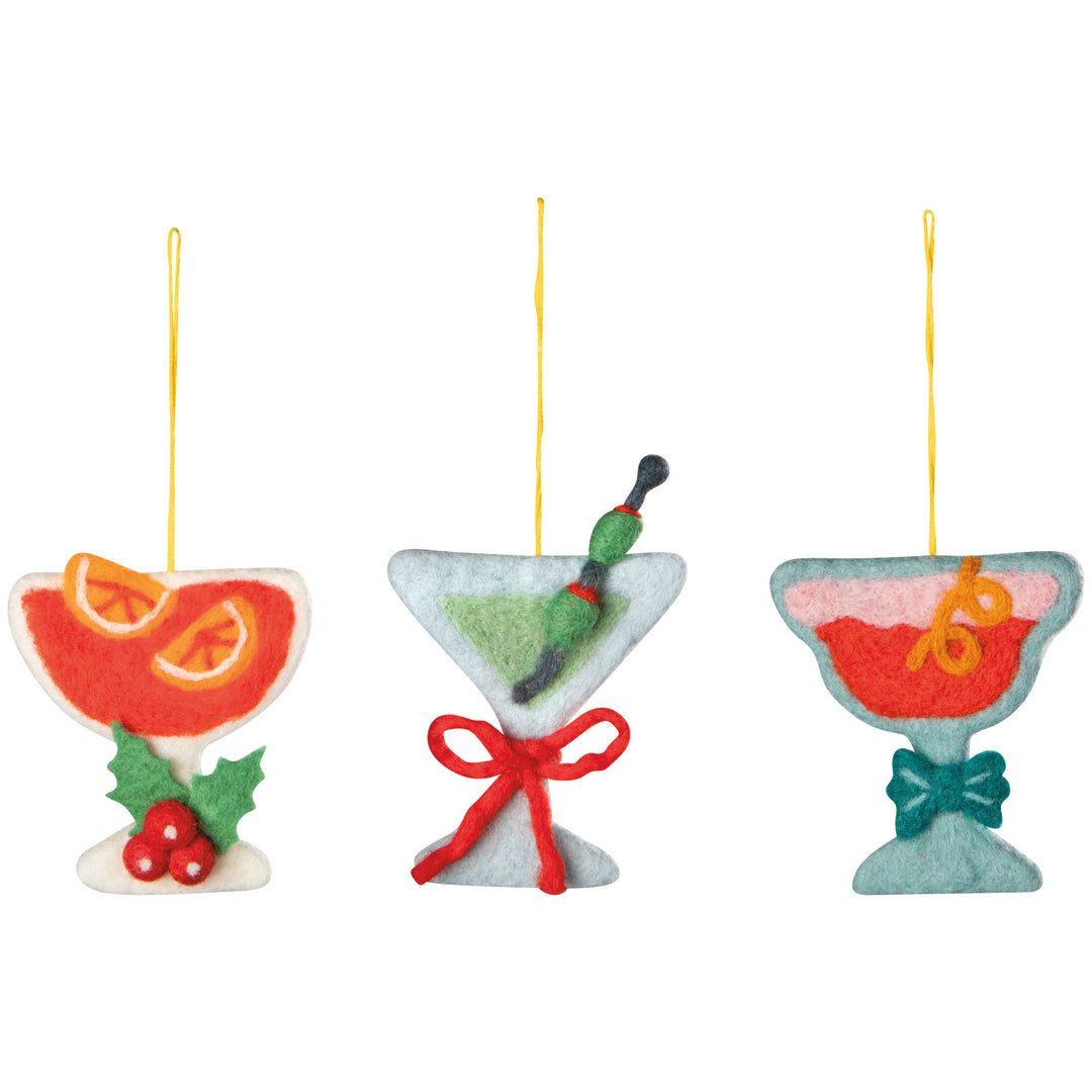 Mistletoe & Martinis Felt Christmas Tree Ornaments