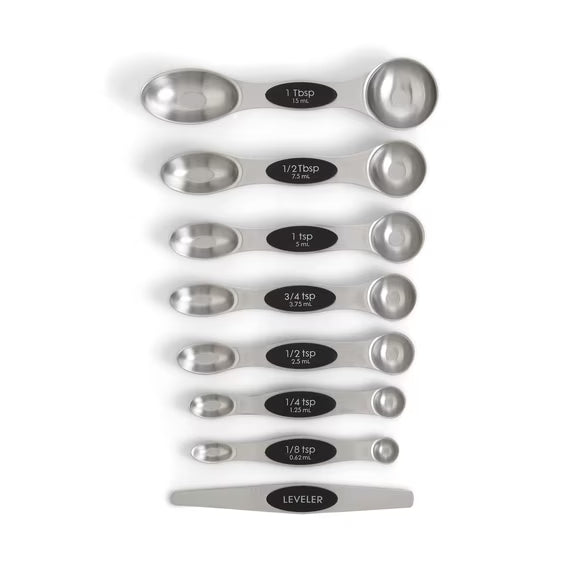 SS Baking Dual-Sided Magnetic Measuring Spoons and Leveler, Set Of 8