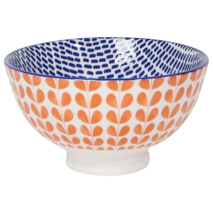 Orange Blue Blossom Stamped Bowl, 4"