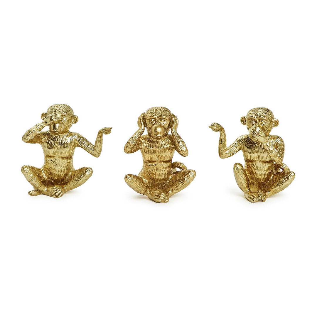 Golden Monkeys Hear No Evil, See No Evil, Speak No Evil Monkey, Set Of 3