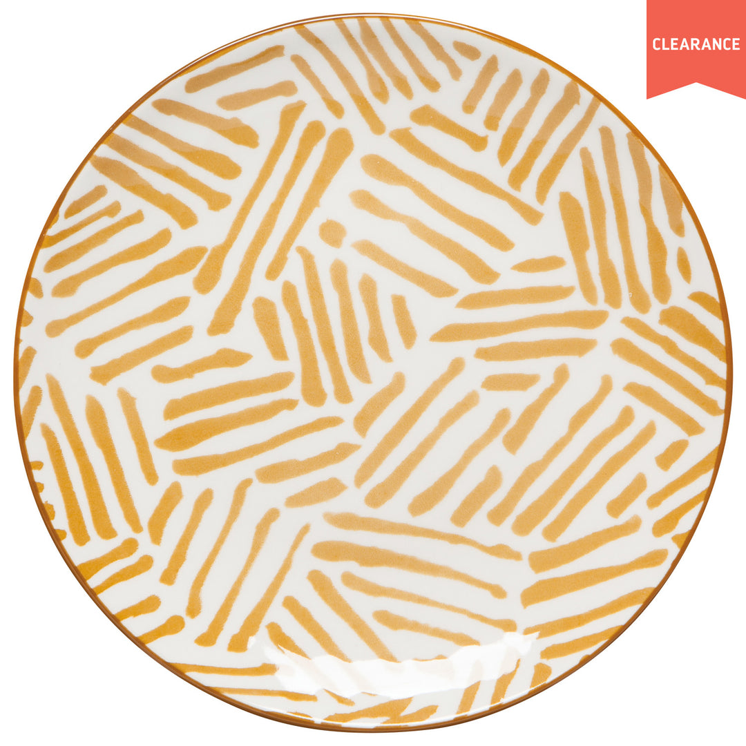 Ochre Lines Stamped Appetizer Plate 6 inch