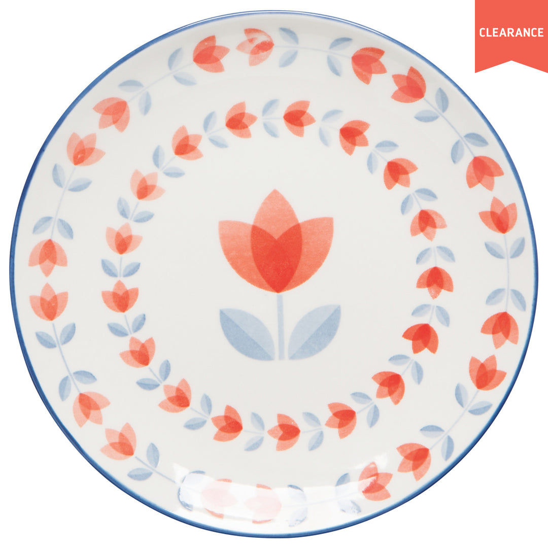 Red Tulip Stamped Appetizer Plate 6 inch