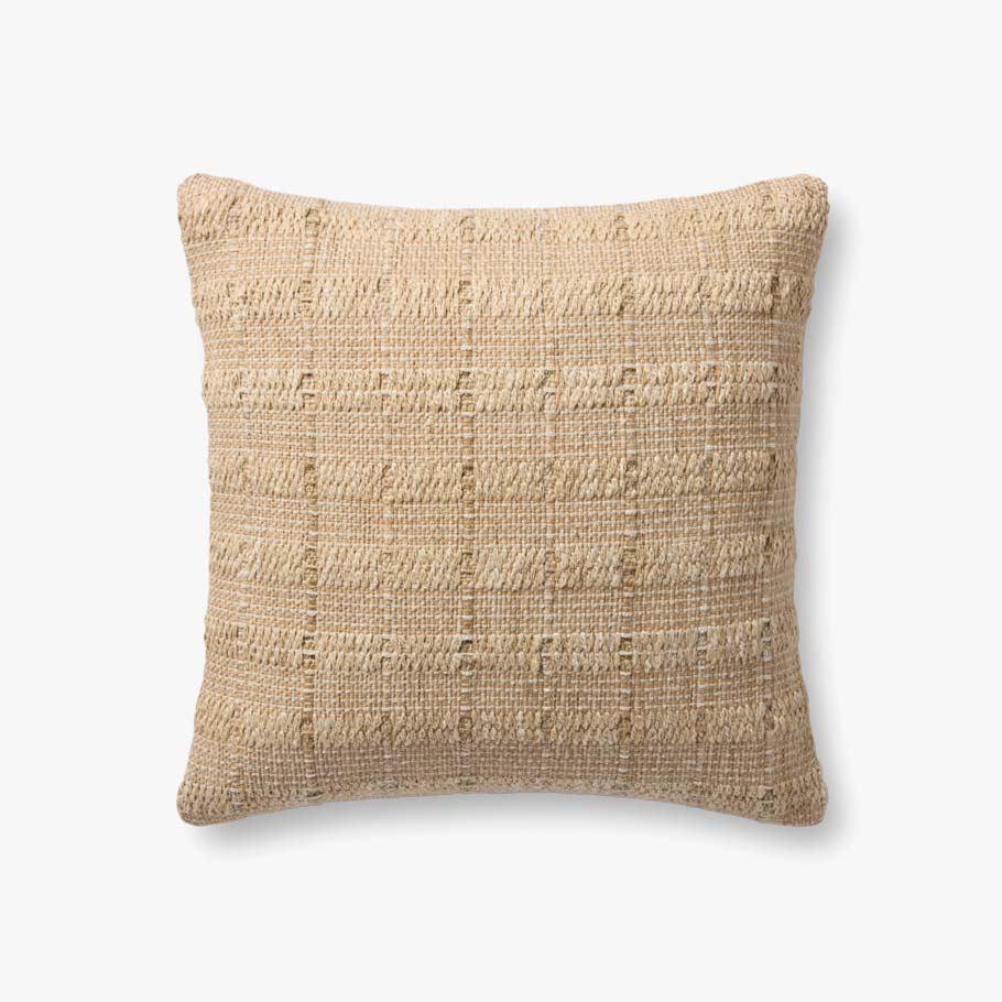 Tan Striped Pillow, 18" x 18"