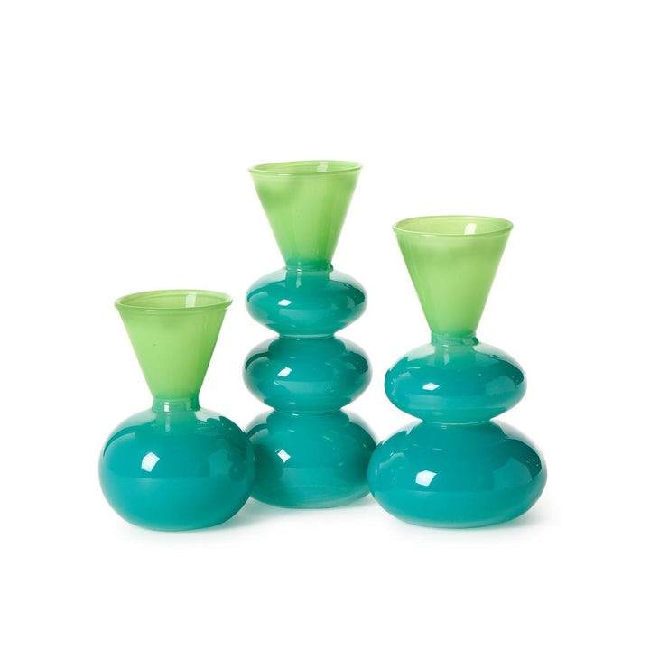 Aqua & Verde Colorito Glass Vase
