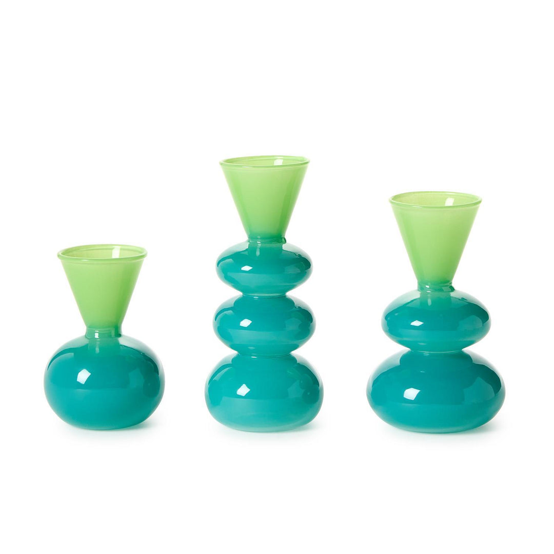 Aqua & Verde Colorito Glass Vase
