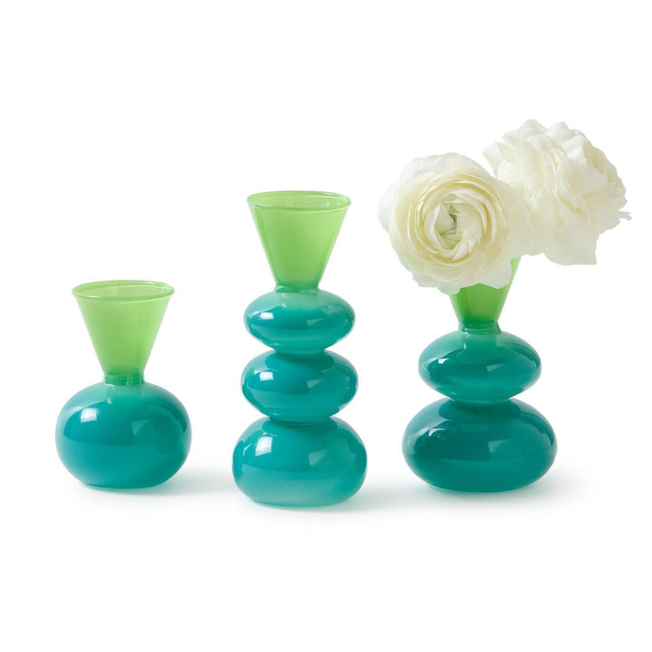 Aqua & Verde Colorito Glass Vase