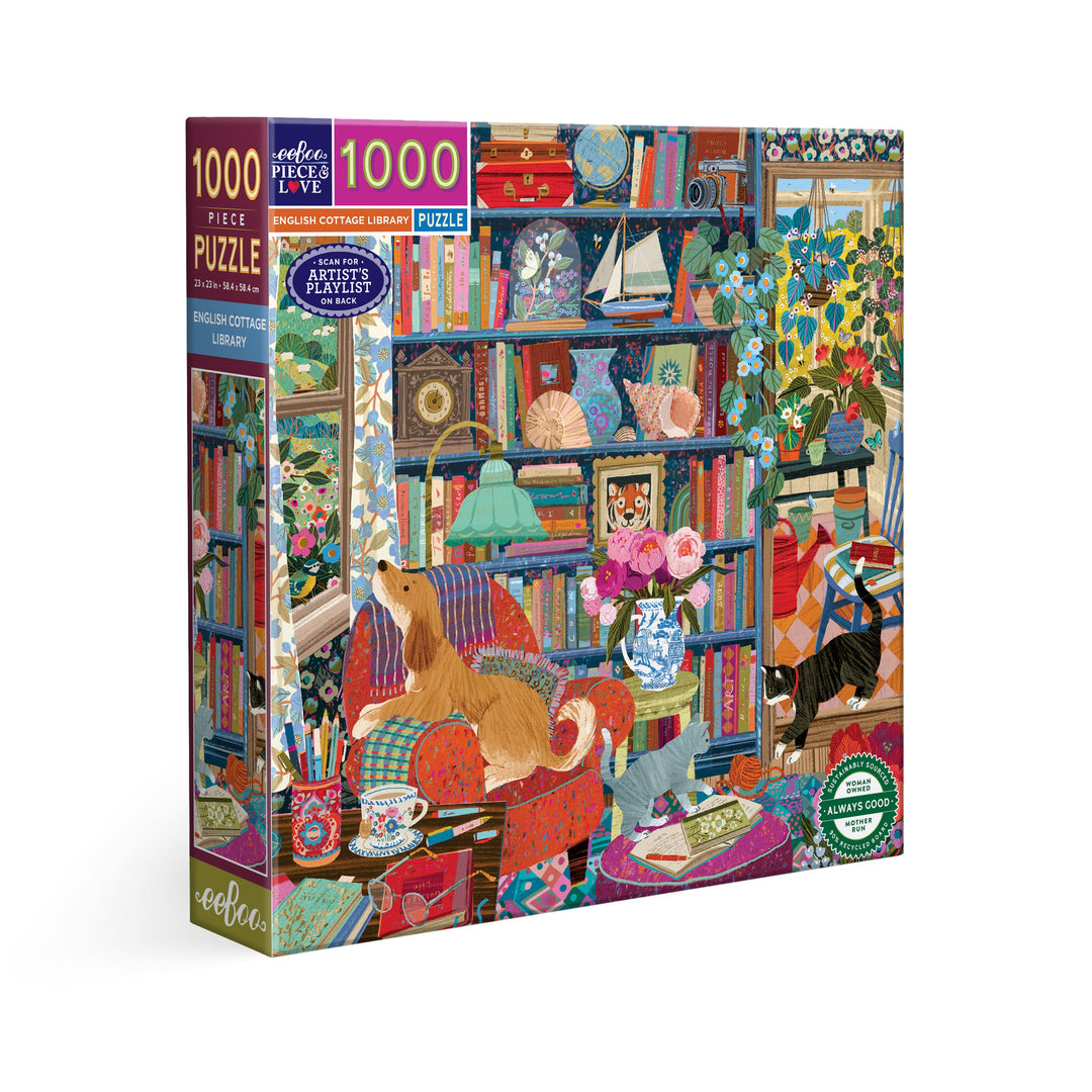 English Cottage Library Puzzle, 1000 Piece