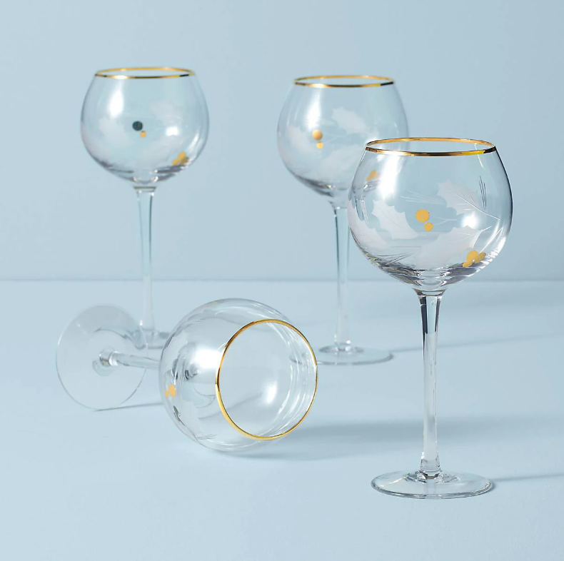 Holiday Gold Balloon Glass