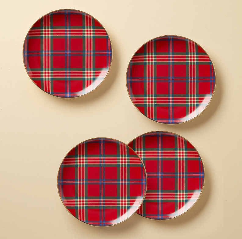 Holiday Red Tartan Accent Plate