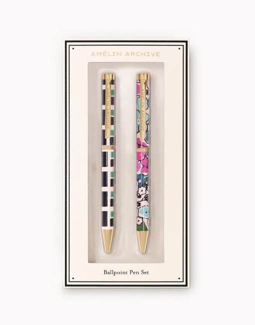 Florale & Squared Pen Set, Set Of 2