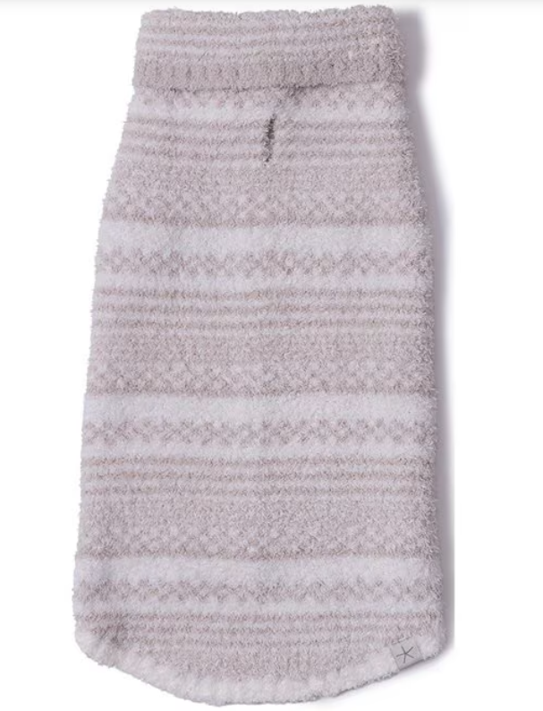 Stone/Pearl Checkered Stripe Pet Sweater